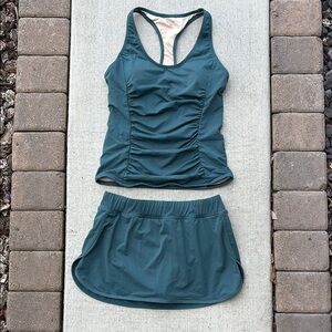 Garnet Hill Women’s Swim Teal Athletic Tank and Skirt Set, Size 10.  Like New!